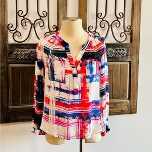 Milly Red and Blue Abstract Blouse